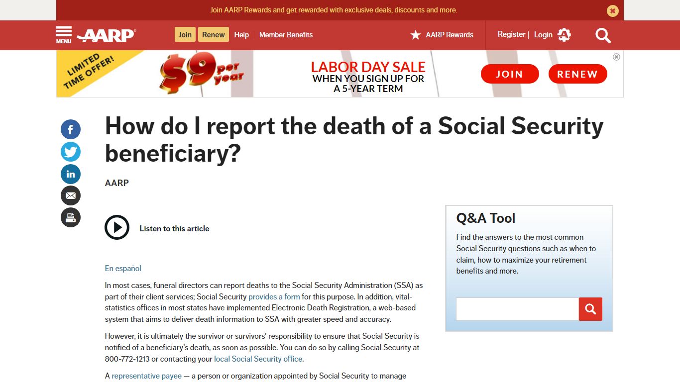 How To Report A Death To Social Security - AARP